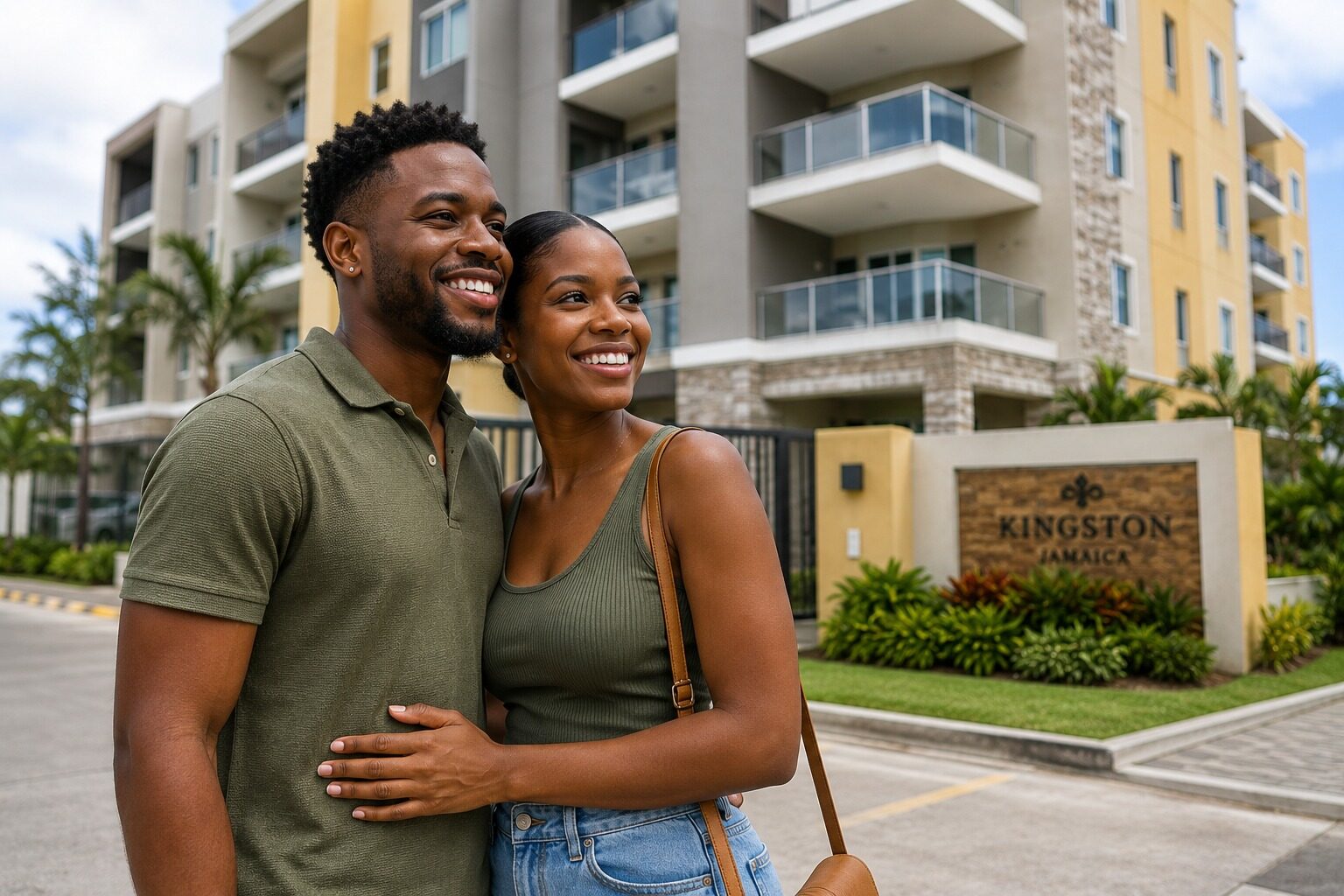 A couple outside their new Kingston property